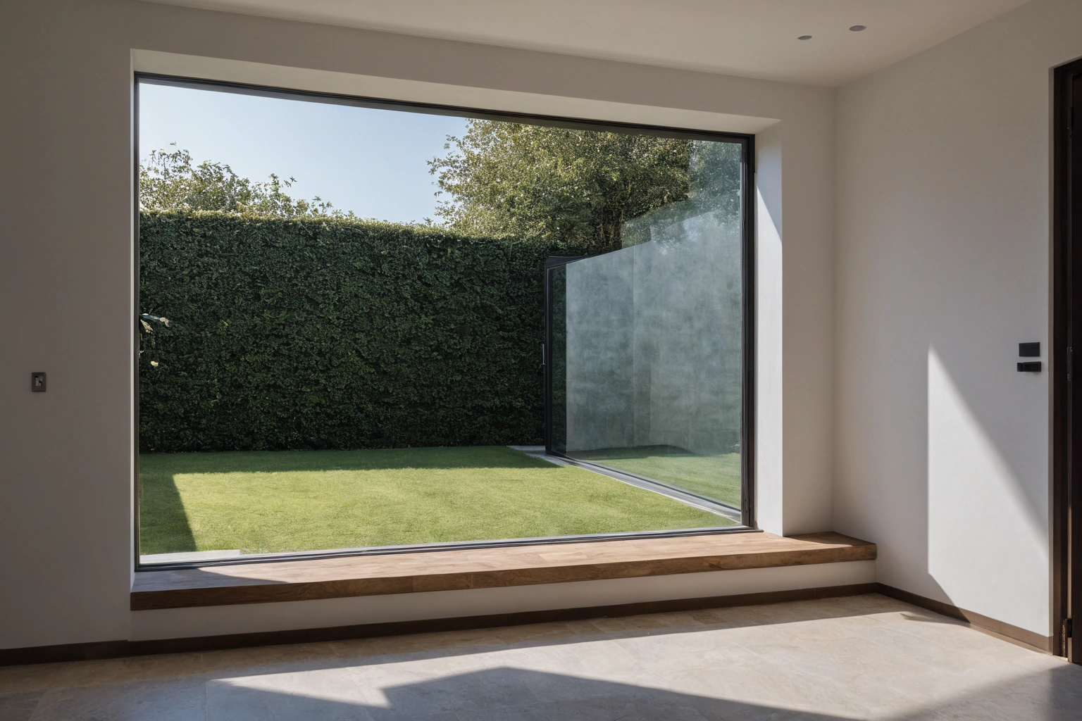 Deep shaded window reveal protecting glazing from sun