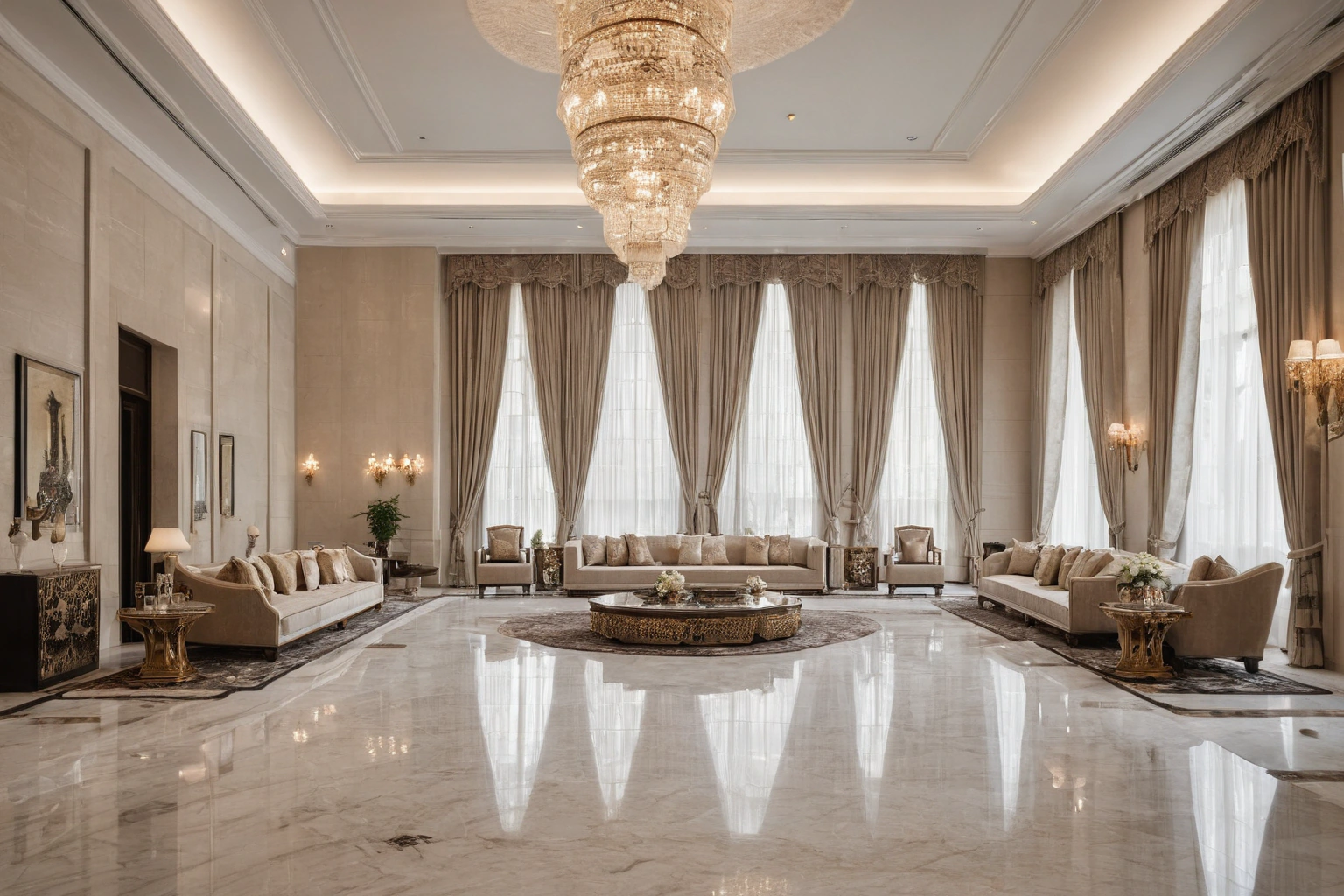 Majlis reception room near a villa entrance