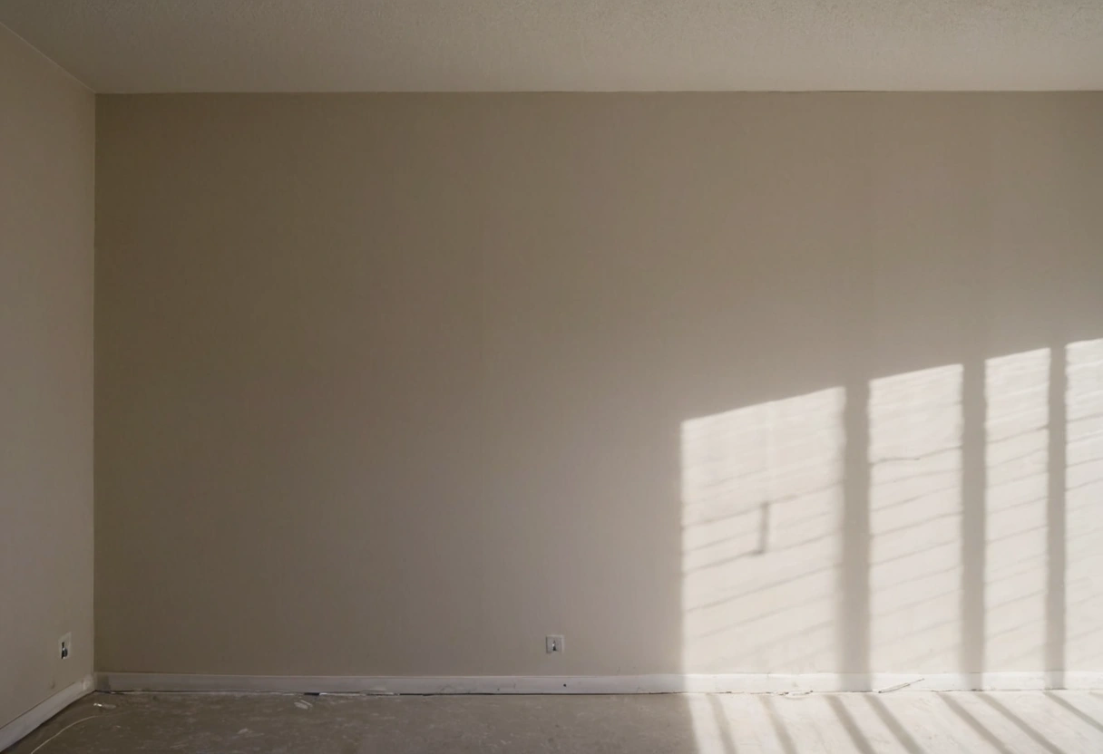 Wall lit from the side showing drywall seams and surface texture
